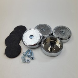 Set of 4 chromed feet with felts and screws