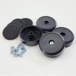 Set of 4 black feet with felts and screws